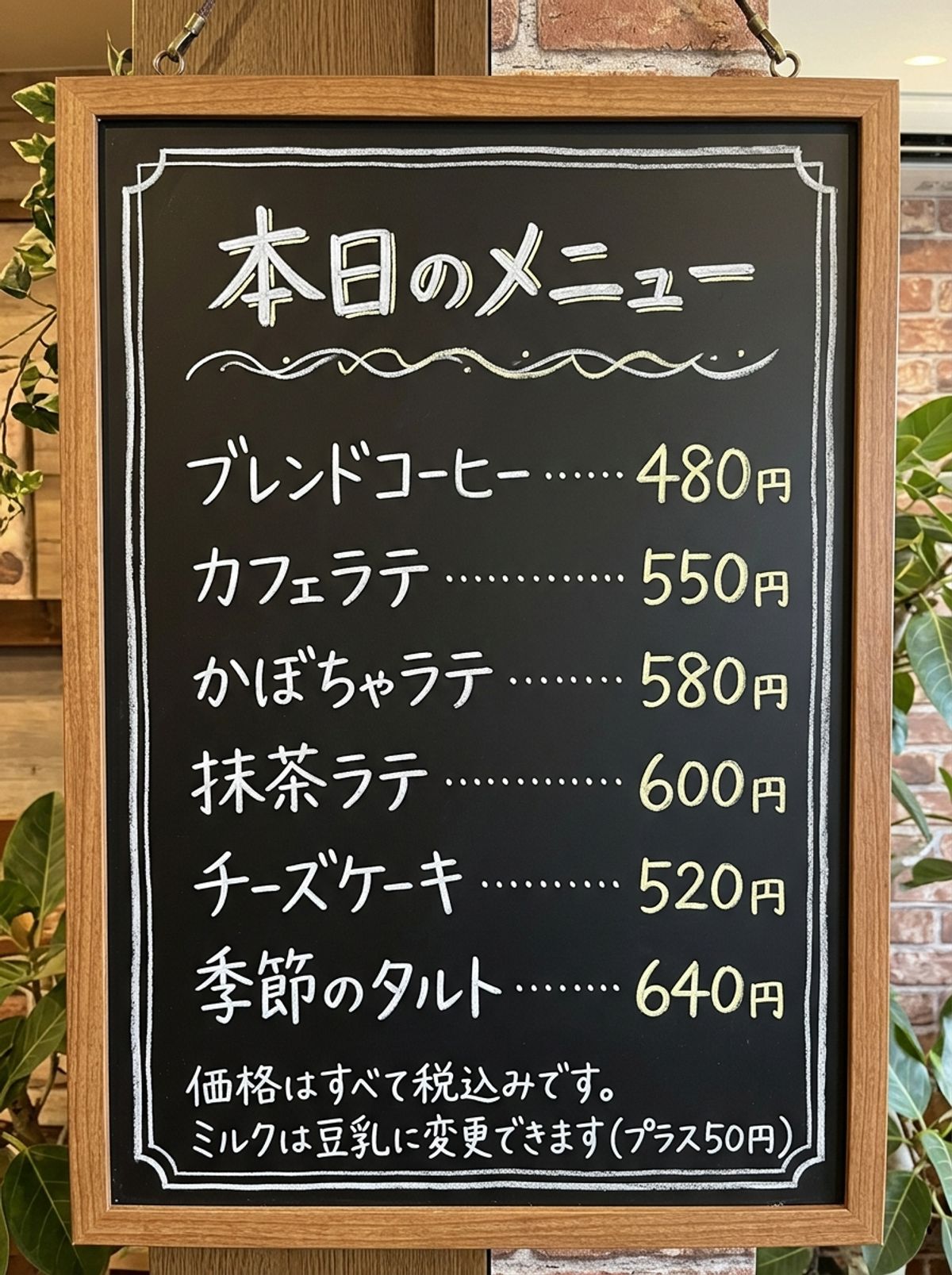 Nano Banana 2.1が作った黒板風のカフェのメニュー表