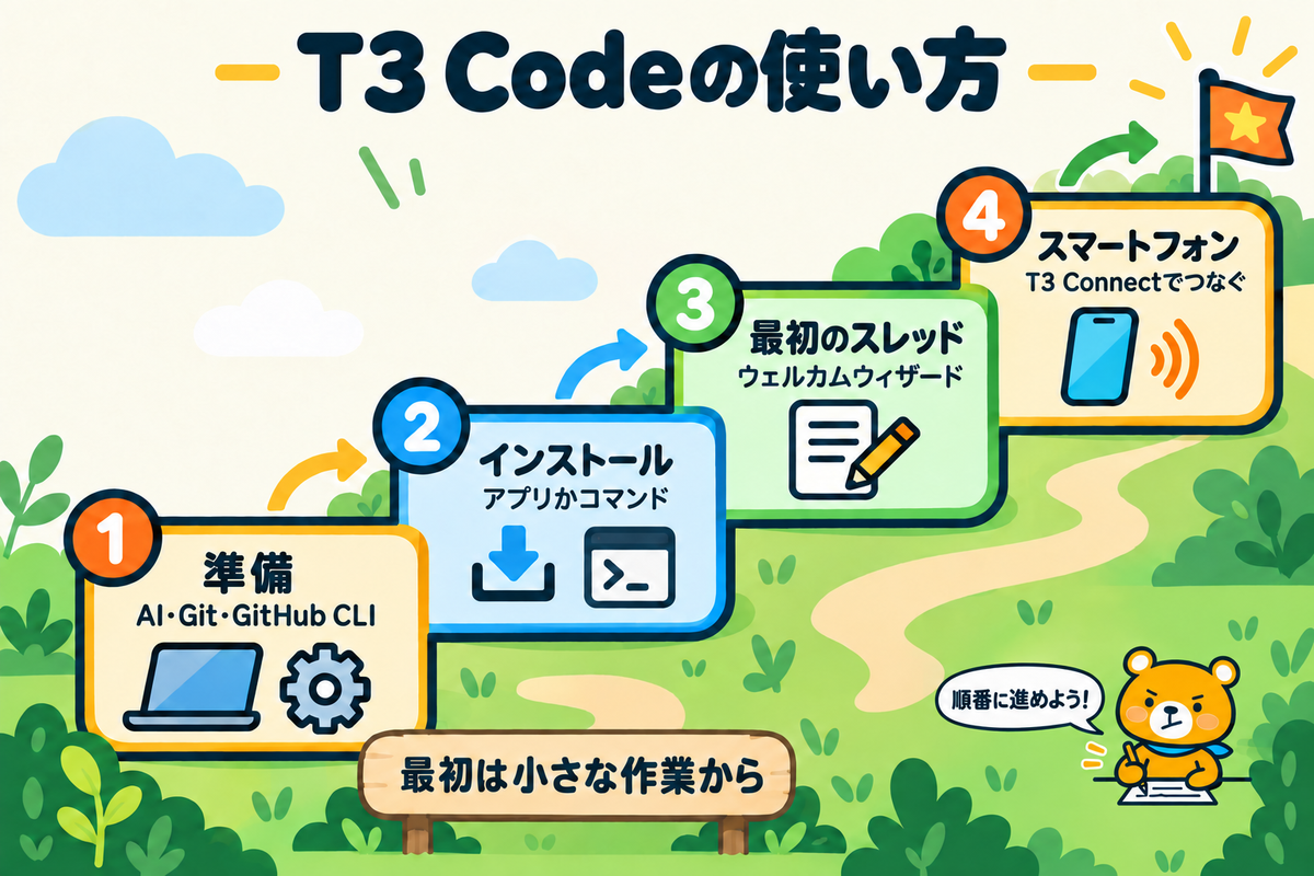 T3 Codeを使い始めるまでの4段階の道のり