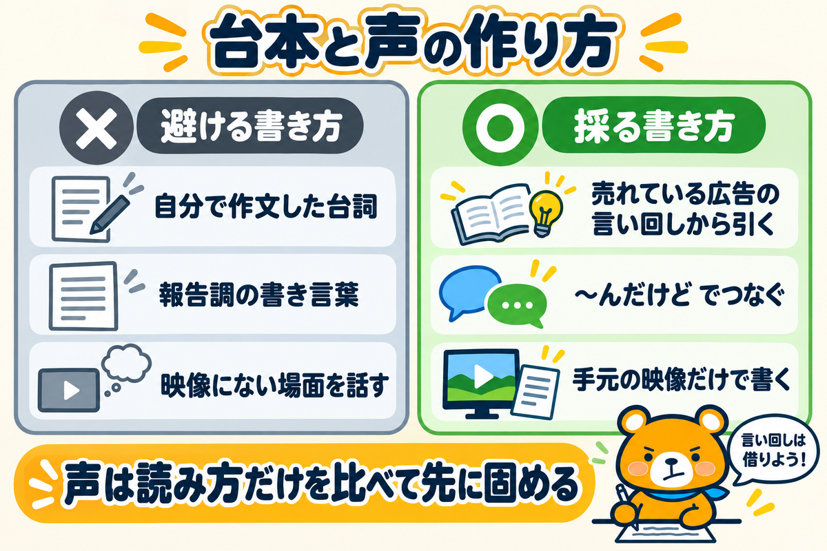 ショート動画広告の台本とAI音声の作り方の図解