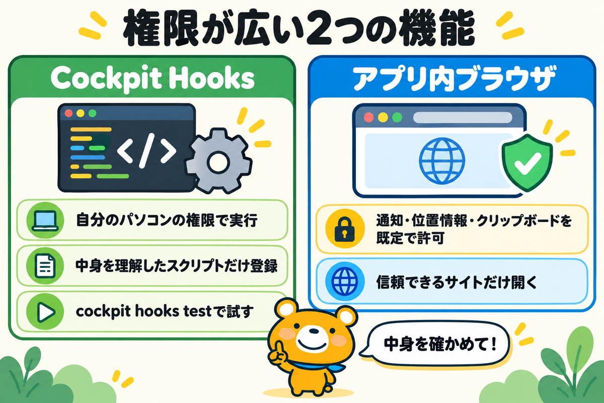 Cockpit Hooksとアプリ内ブラウザの注意点