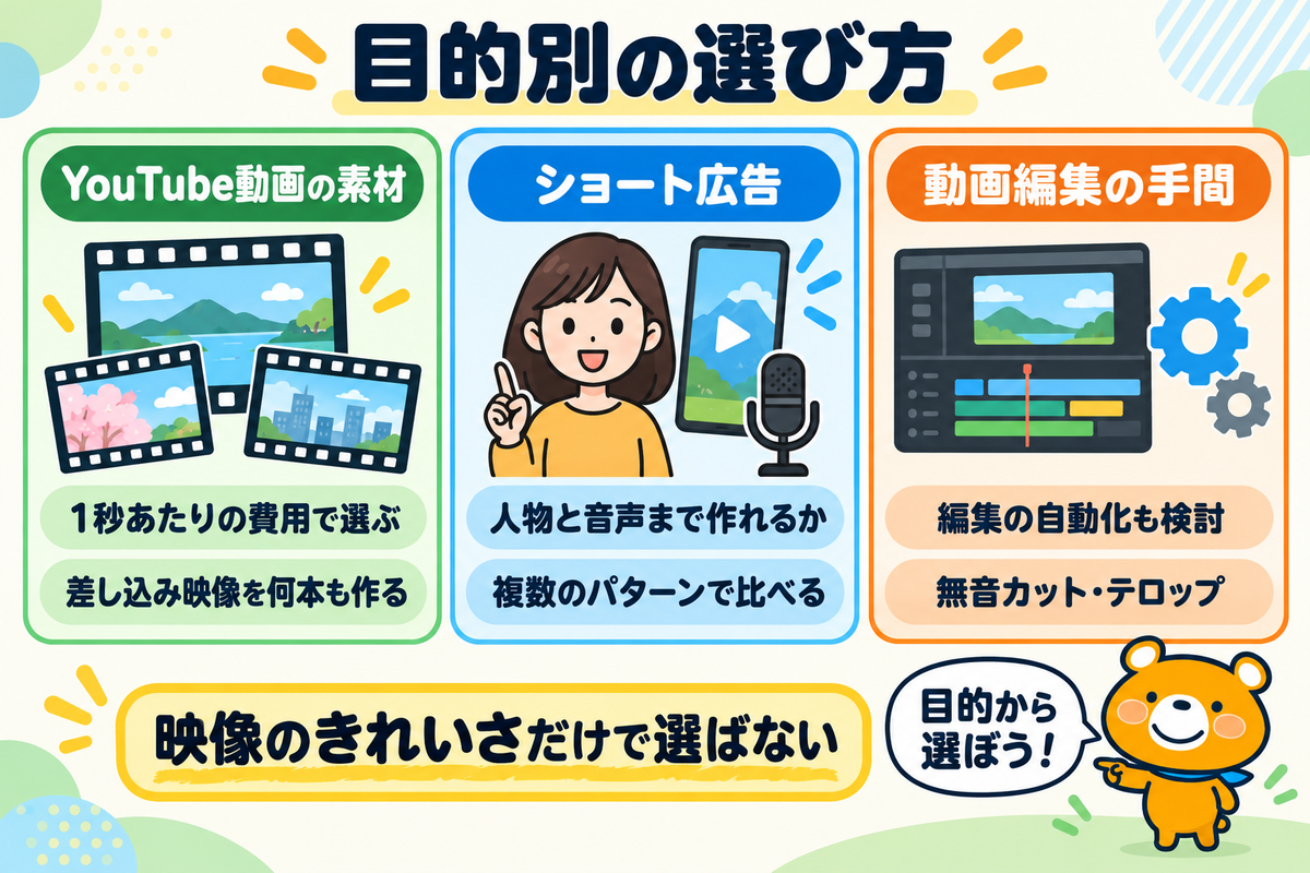 目的別の動画生成AIの選び方