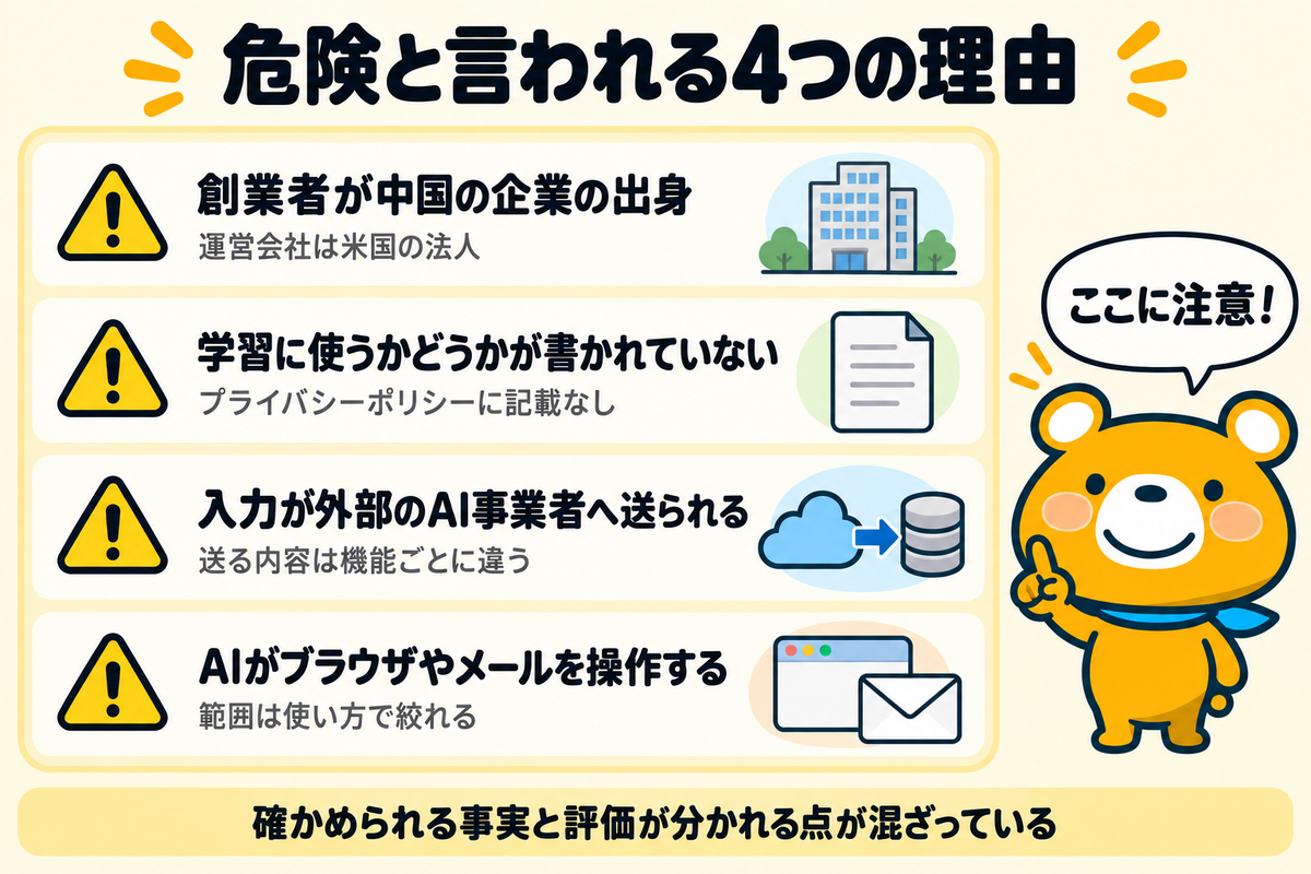Gensparkが危険と言われる4つの理由を示す図解