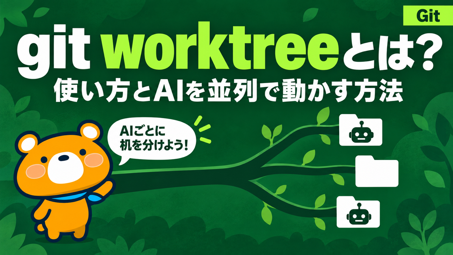 git worktreeの使い方とAIエージェントの並列実行を解説する記事のアイキャッチ