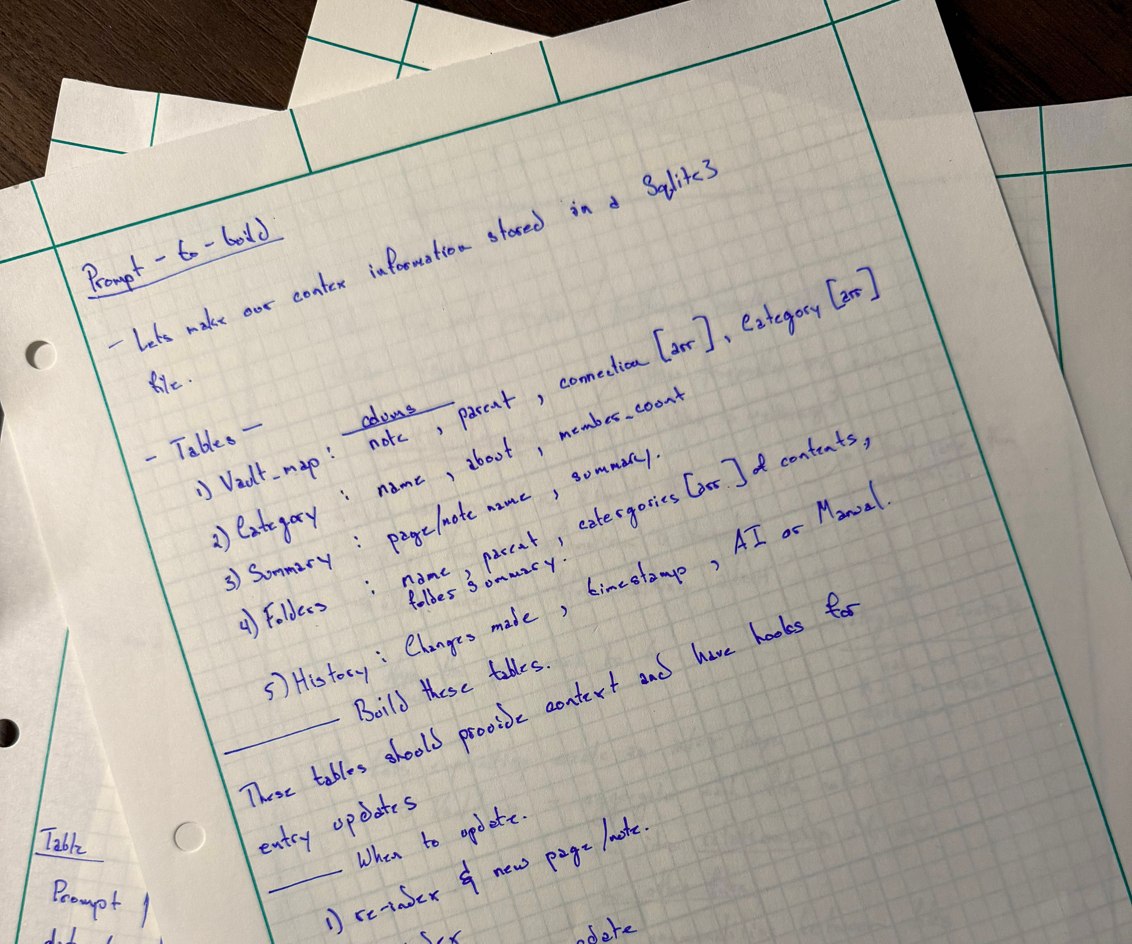 Image of handwritten prompt planning.