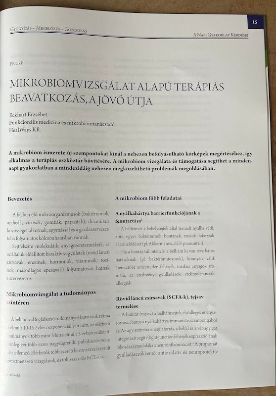 Praxis magazin – cikk részlete