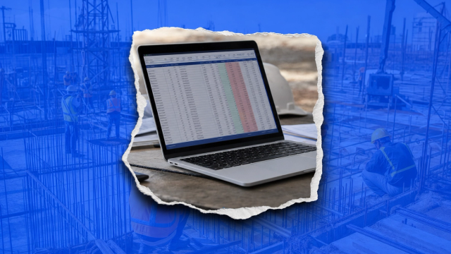 A laptop showing a spreadsheet used to track site delays