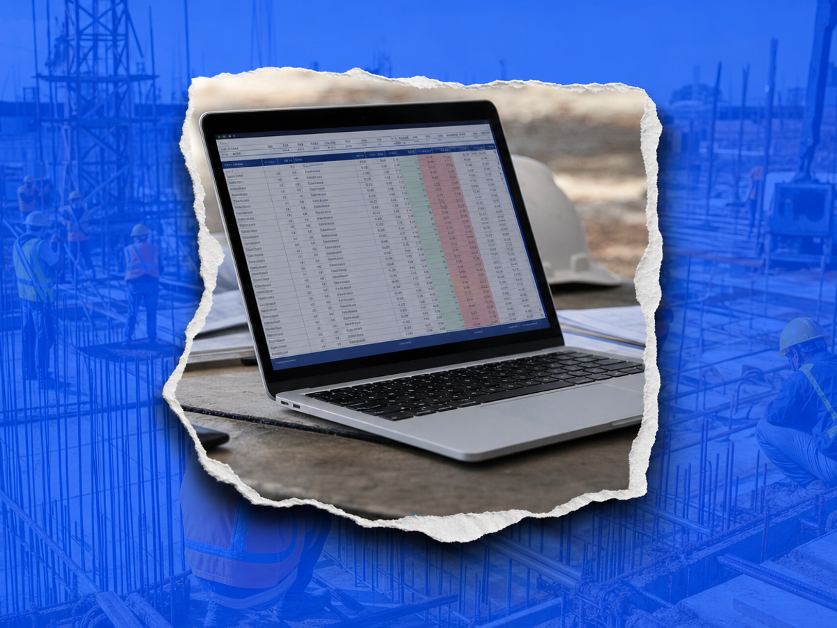 A laptop showing a spreadsheet used to track site delays