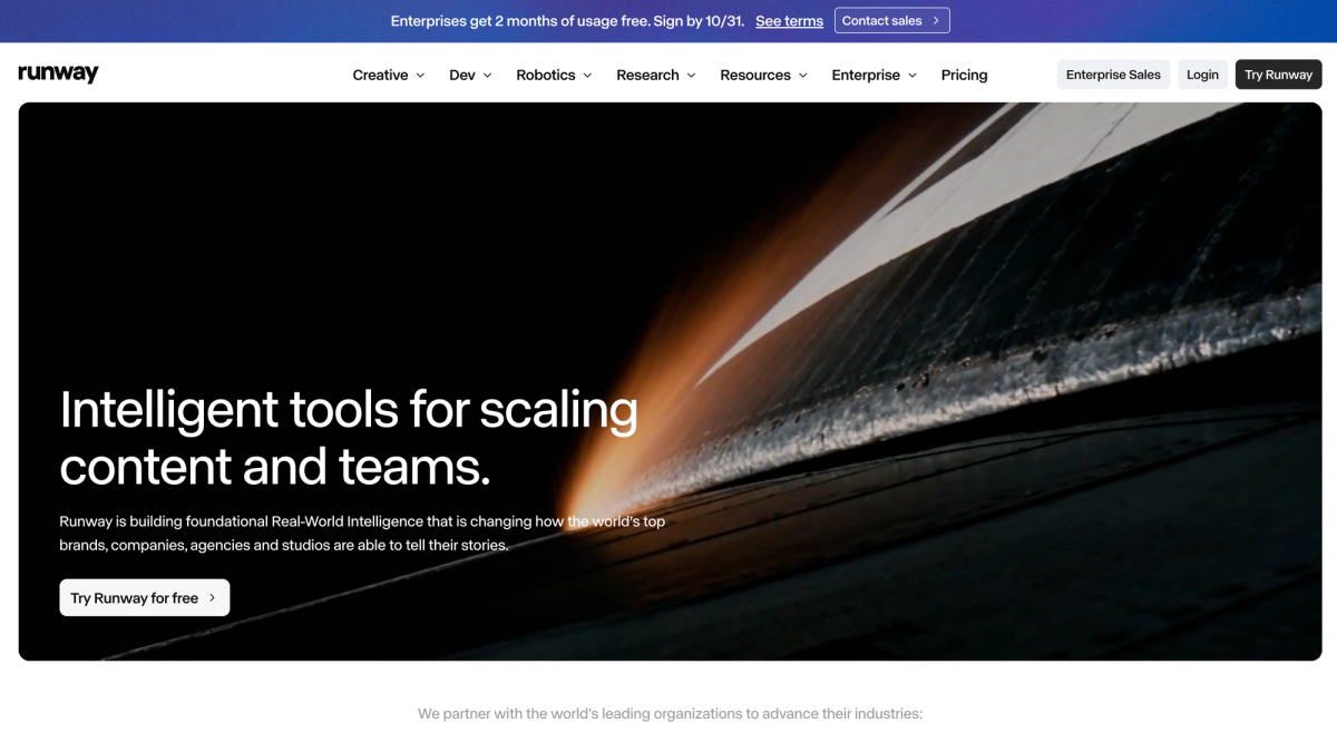 Runway home page image