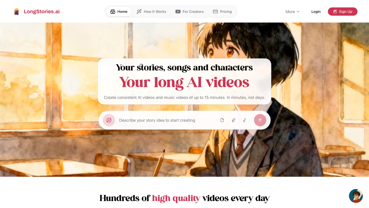 LongStories home page