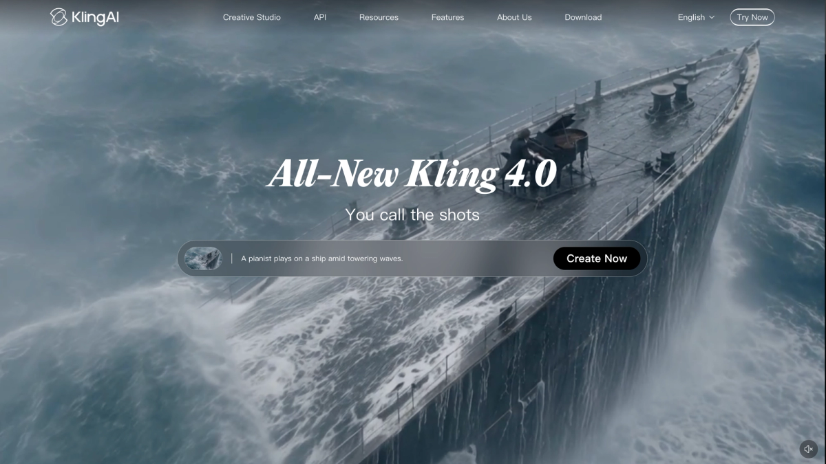 Kling AI home page image