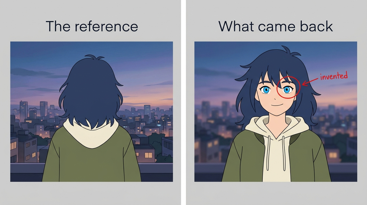 Back to back comparison of reference image with the image that came back from generation