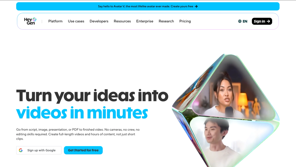 HeyGen - platform for creating full length video content