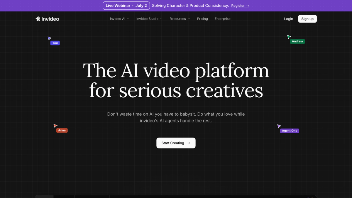 InVideo home page