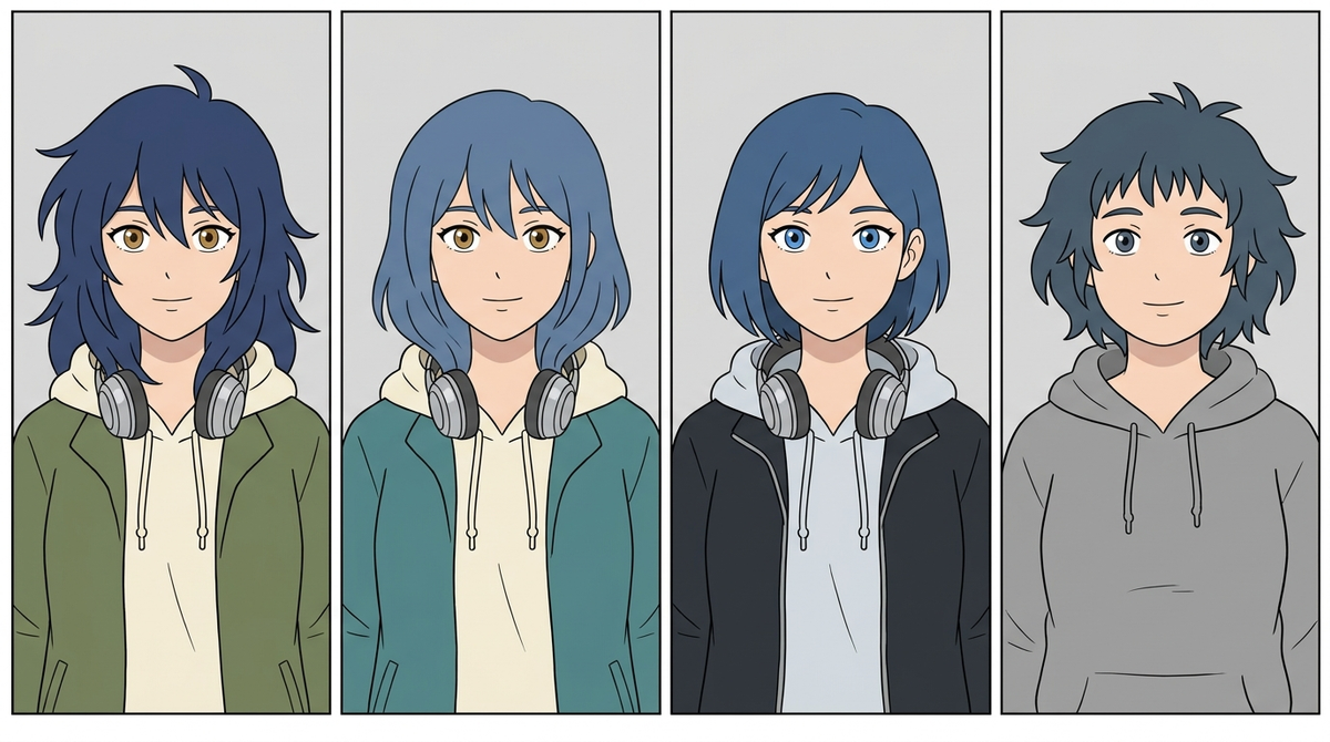Image showing how same character drifts across 4 cases