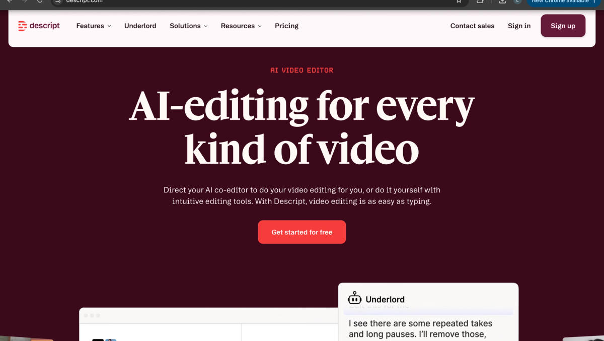 Descript home page