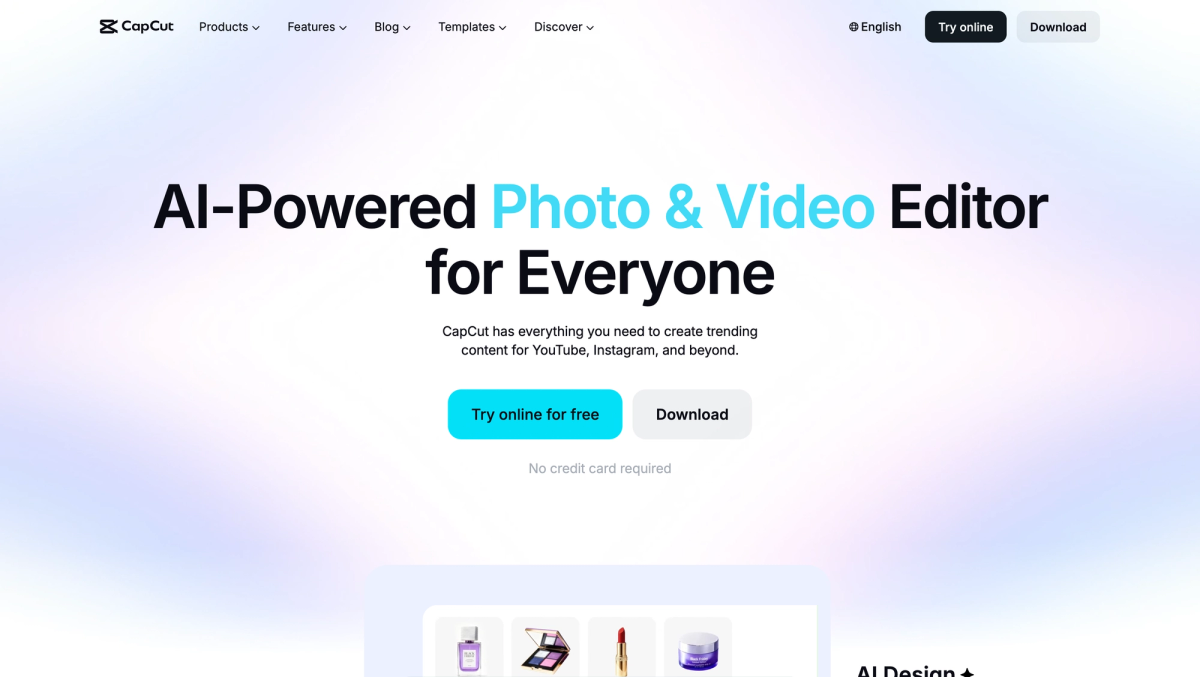 CapCut home page