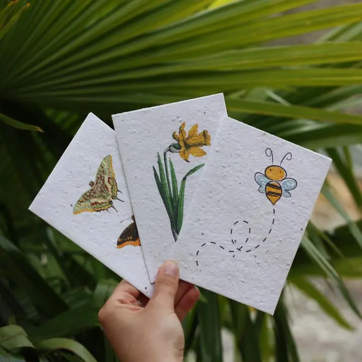 Plantable cards embedded with wildflower seeds