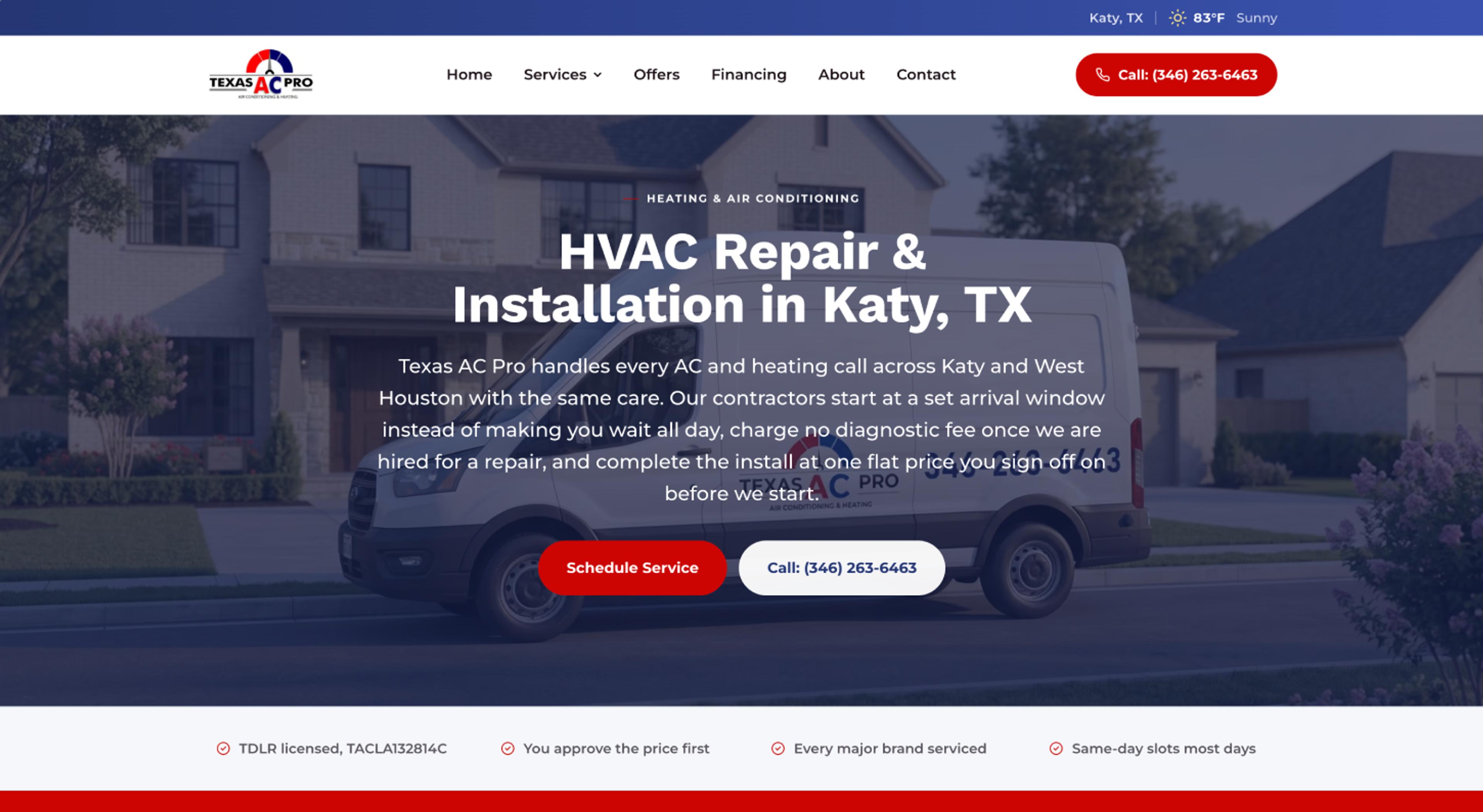 Website Design For Texas AC Pro
