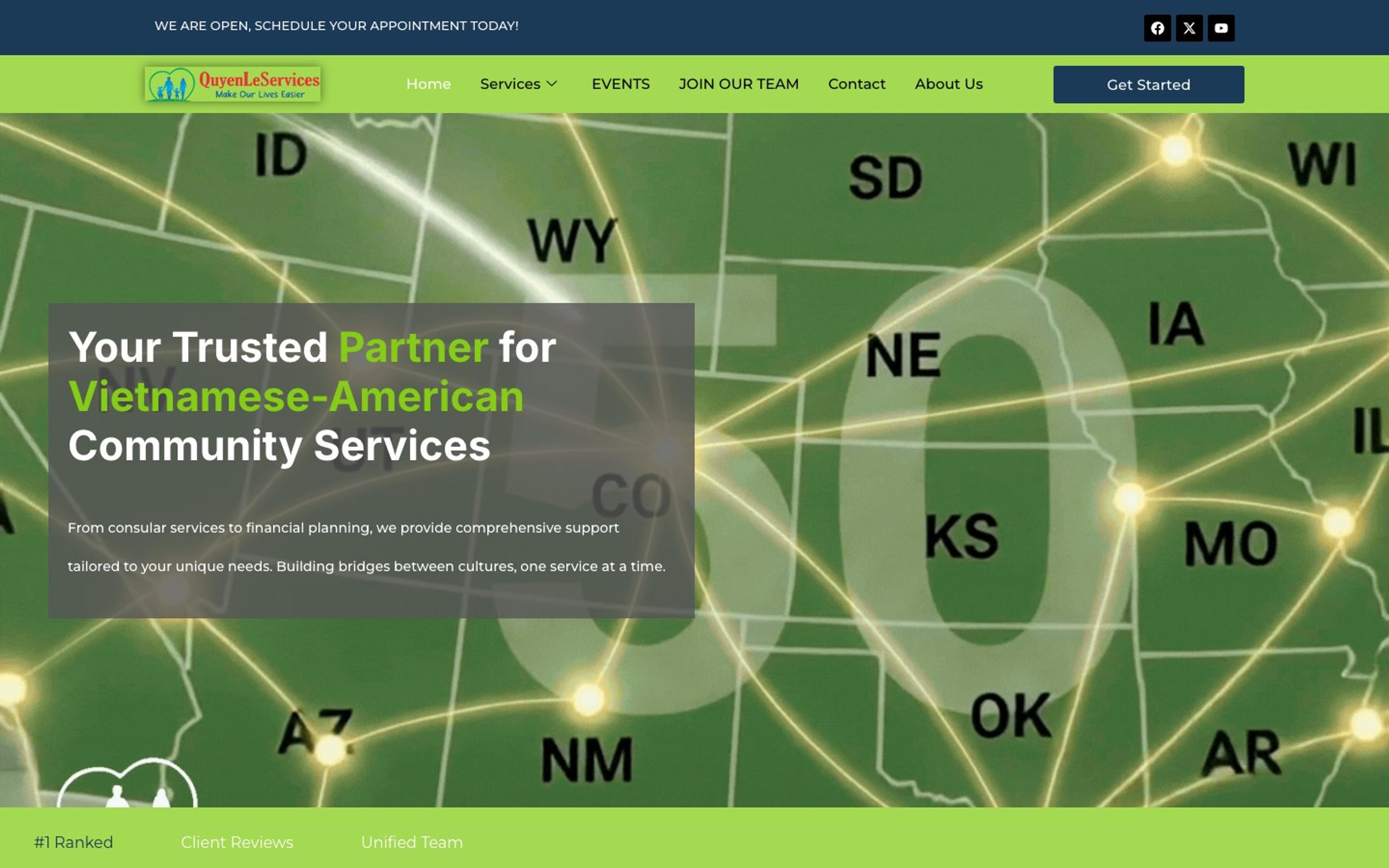 Quyen Le Services website homepage, designed by Faridi Marketing Group
