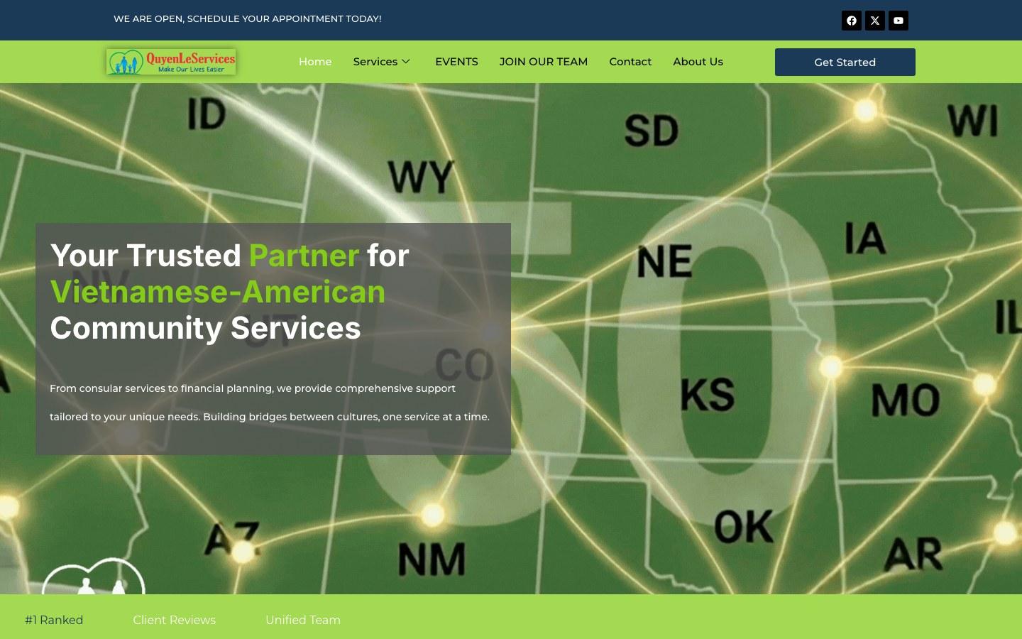 Quyen Le Services website homepage, designed by Faridi Marketing Group