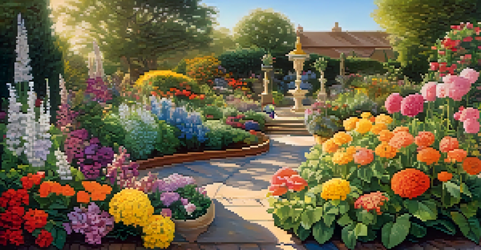 A colorful garden filled with diverse flowers and butterflies, symbolizing the beauty of diversity.