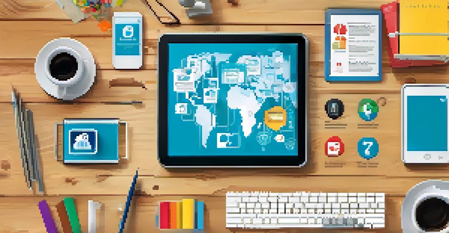 A digital tablet displaying an infographic on personal branding, surrounded by stationery in an inspiring workspace.