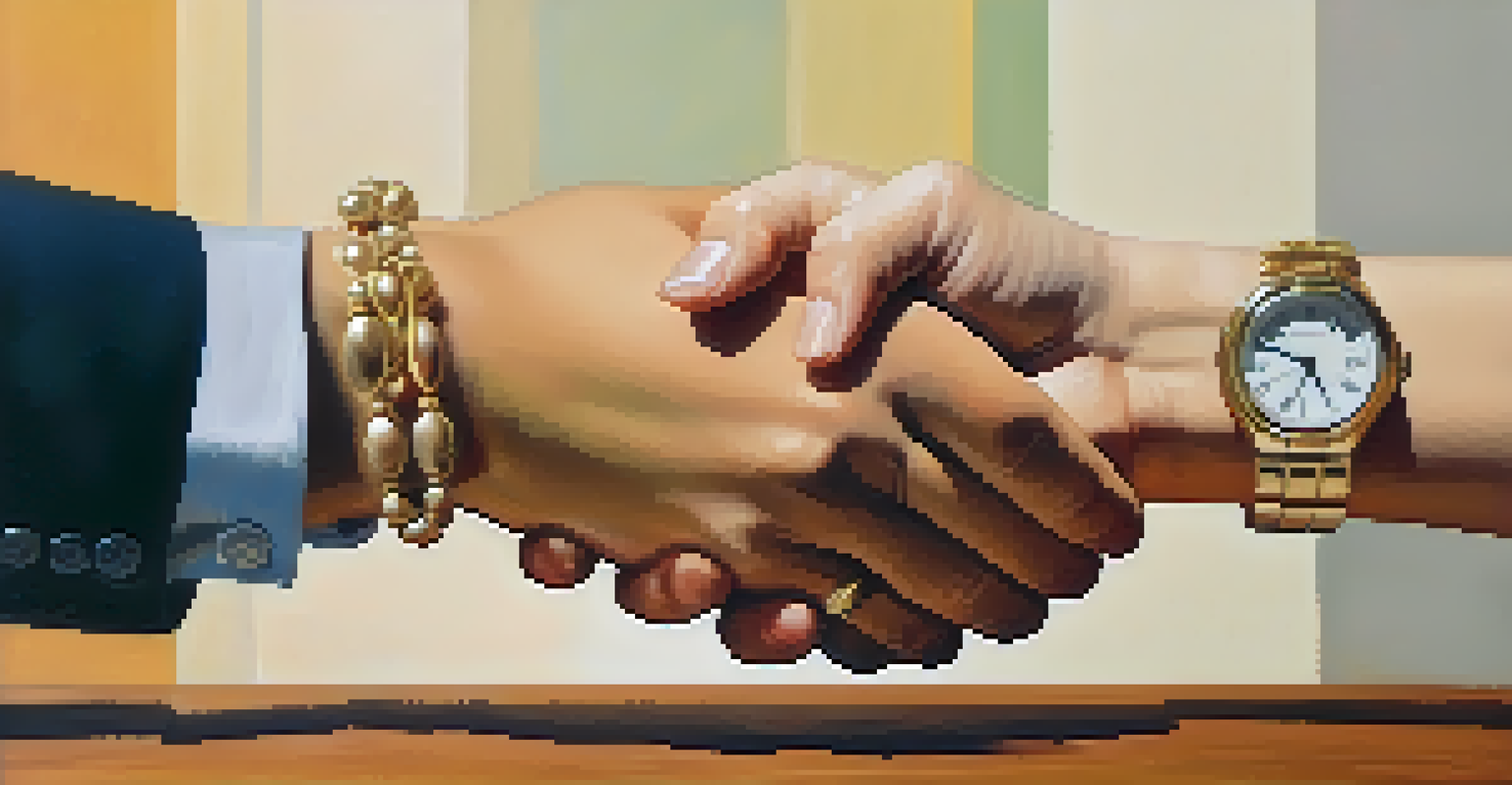 Two hands shaking over a table, representing conflict resolution and mediation.