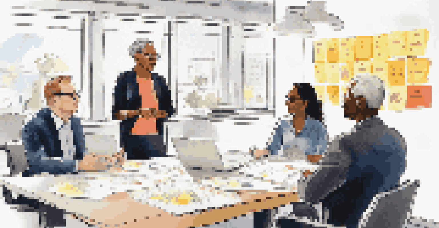 A diverse group of employees in a conference room, actively engaging in a mentorship discussion.