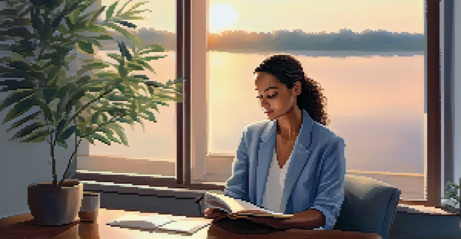An employee reflecting in a cozy office corner, emphasizing emotional awareness.
