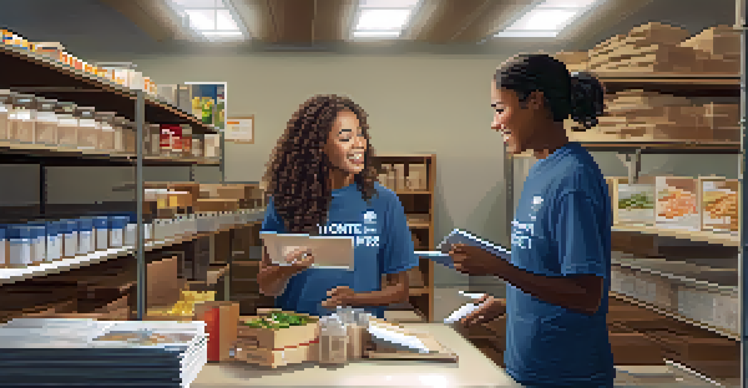 Two volunteers at a local shelter discussing a project, showcasing effective communication.