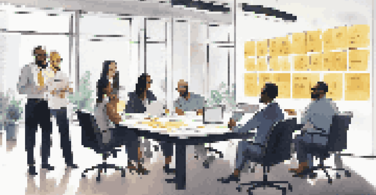 A group of diverse professionals discussing salary trends and skills in a bright conference room.