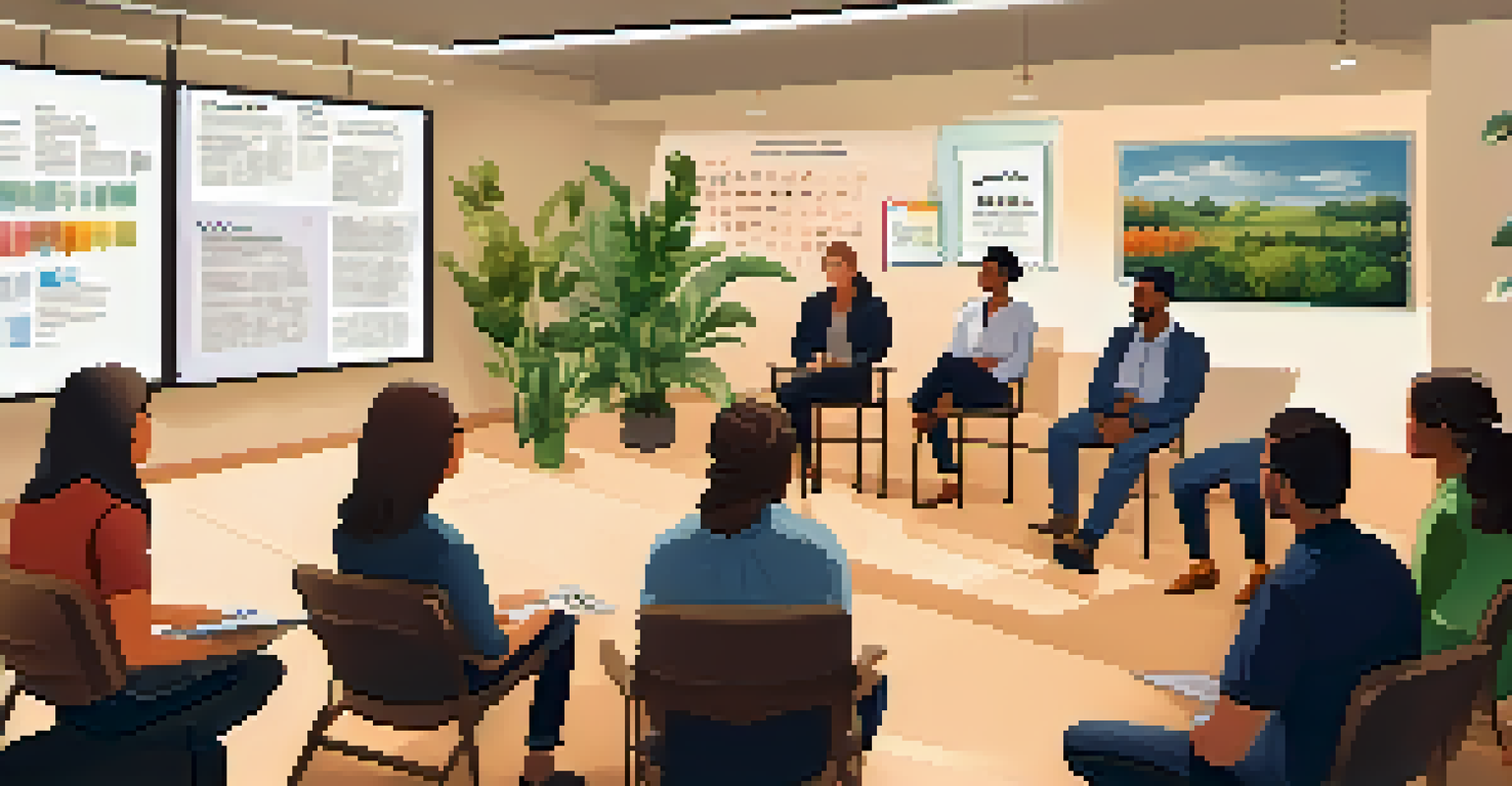 Employees attending a workshop in an open office space, sitting in a circle with a facilitator.