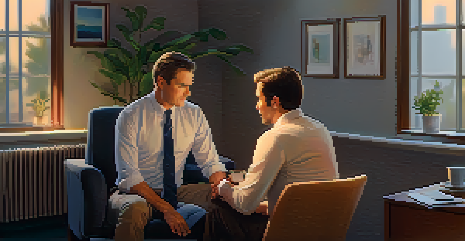 A leader comforting a team member in an office, showing empathy and emotional support.
