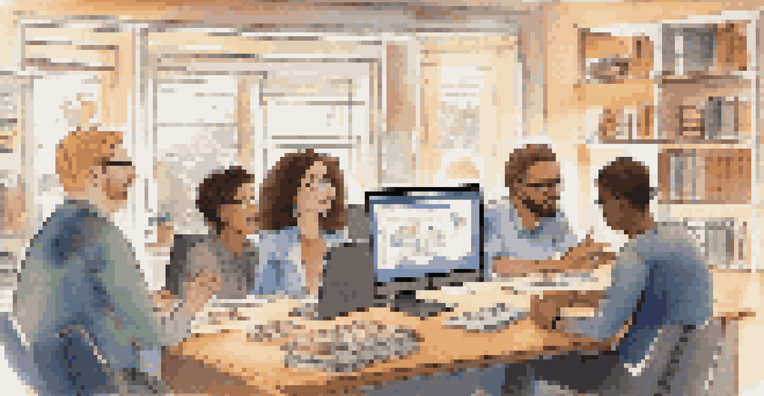 A computer screen displaying a virtual team meeting with diverse participants, set in a cozy home office background.