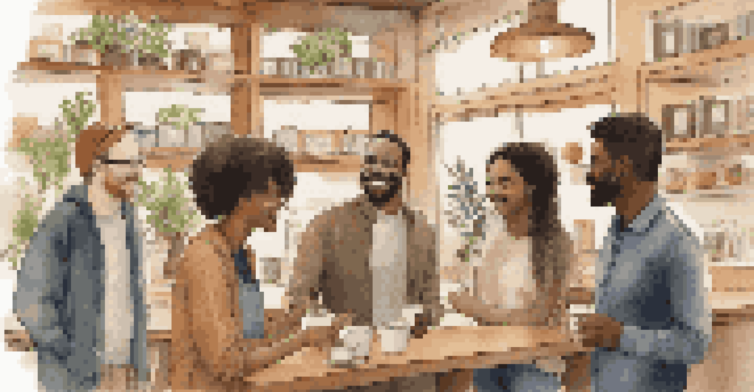 A group of diverse individuals sharing ideas in a coffee shop, symbolizing a supportive network during career transitions.