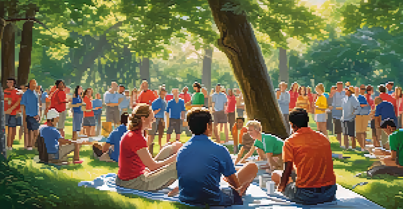 Employees engaging in fun outdoor activities during a team-building event in a green park.