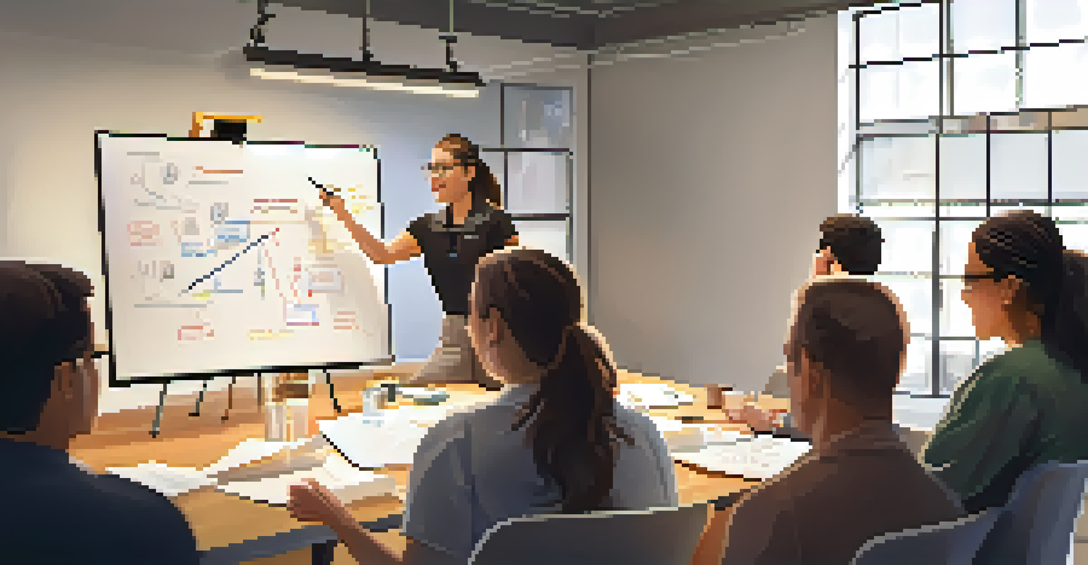 A career coach leading a workshop, with participants actively engaging and taking notes.