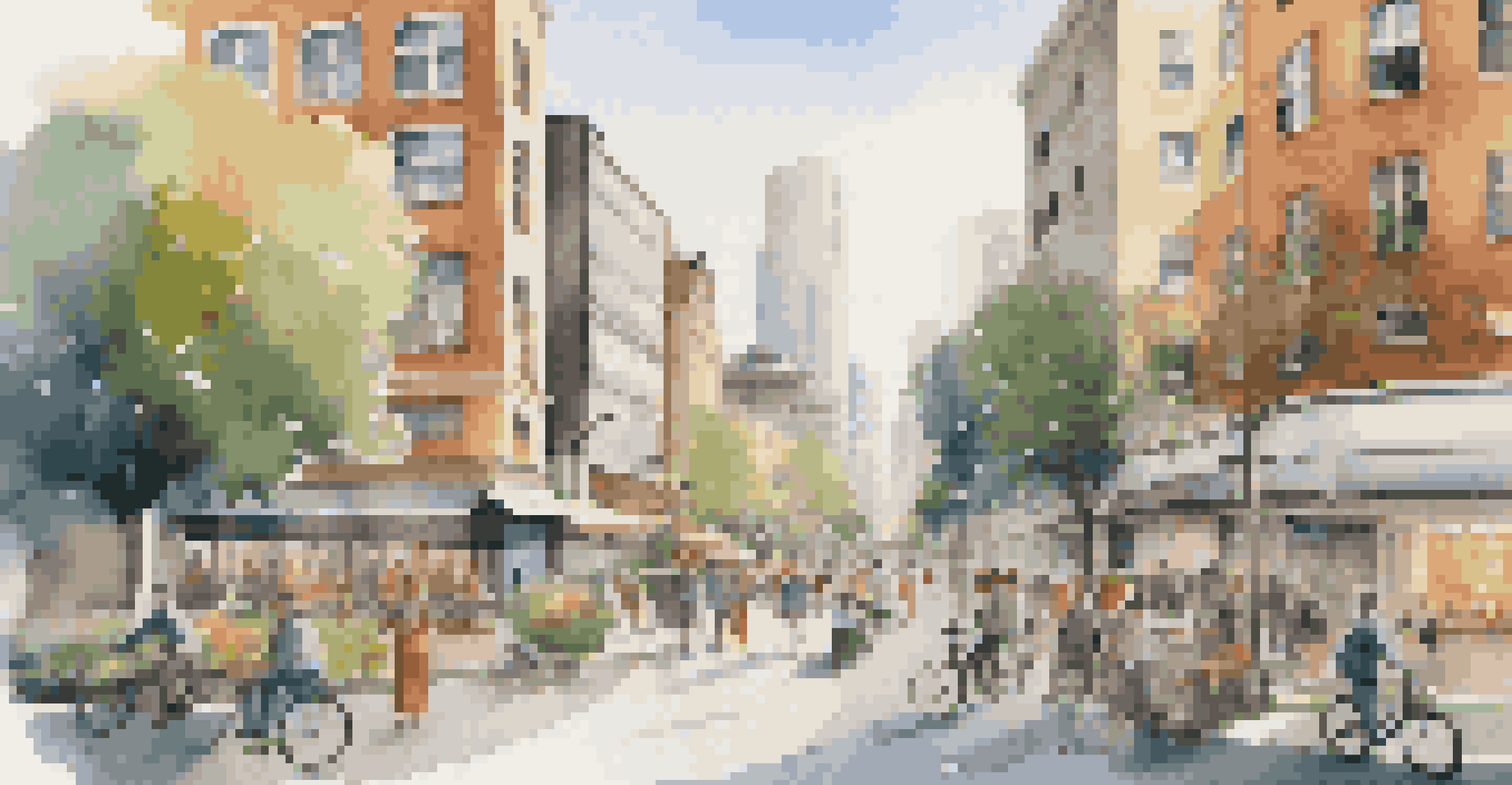 A split scene contrasting a bustling city with commuters and a peaceful rural area with individuals working remotely from home.