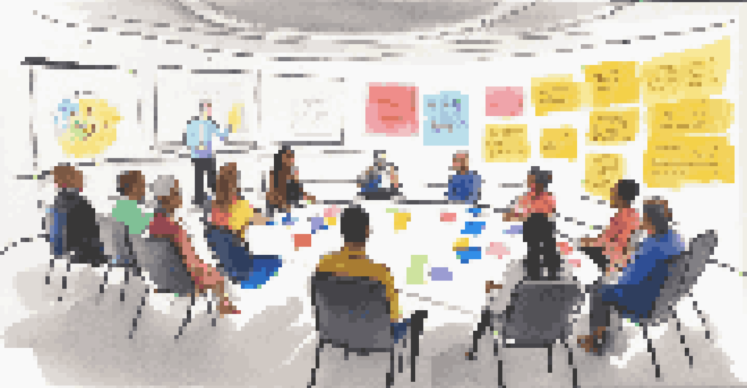 A workshop scene with a leader facilitating a discussion on emotional intelligence among engaged participants.