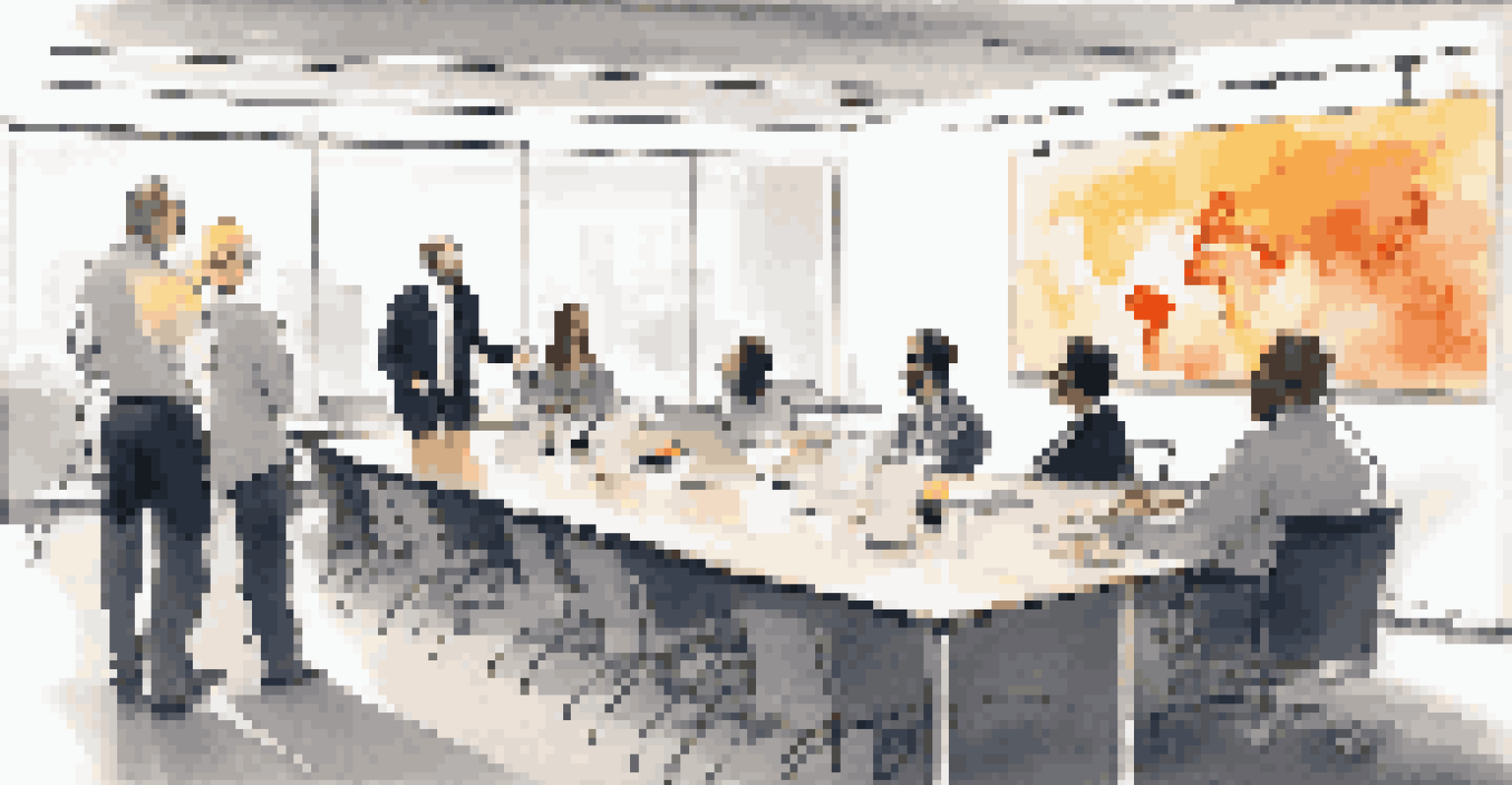 A leader discussing safety statistics with employees in a modern conference room during a safety meeting.