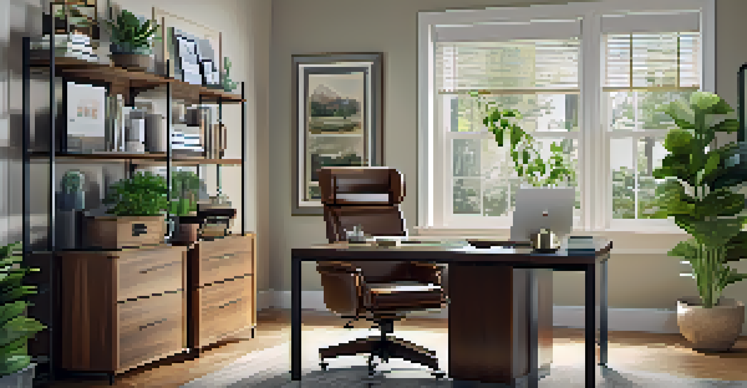 A cozy home office designed for tax planning with a wooden desk and financial books.