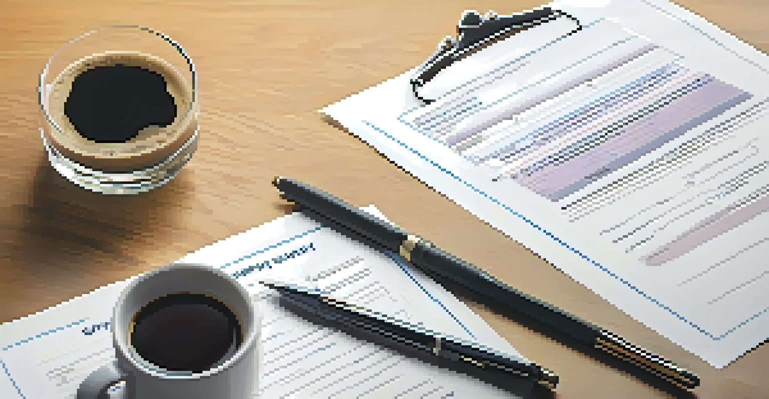 A close-up of an employee survey form on a desk, with a pen and a blurred office background.