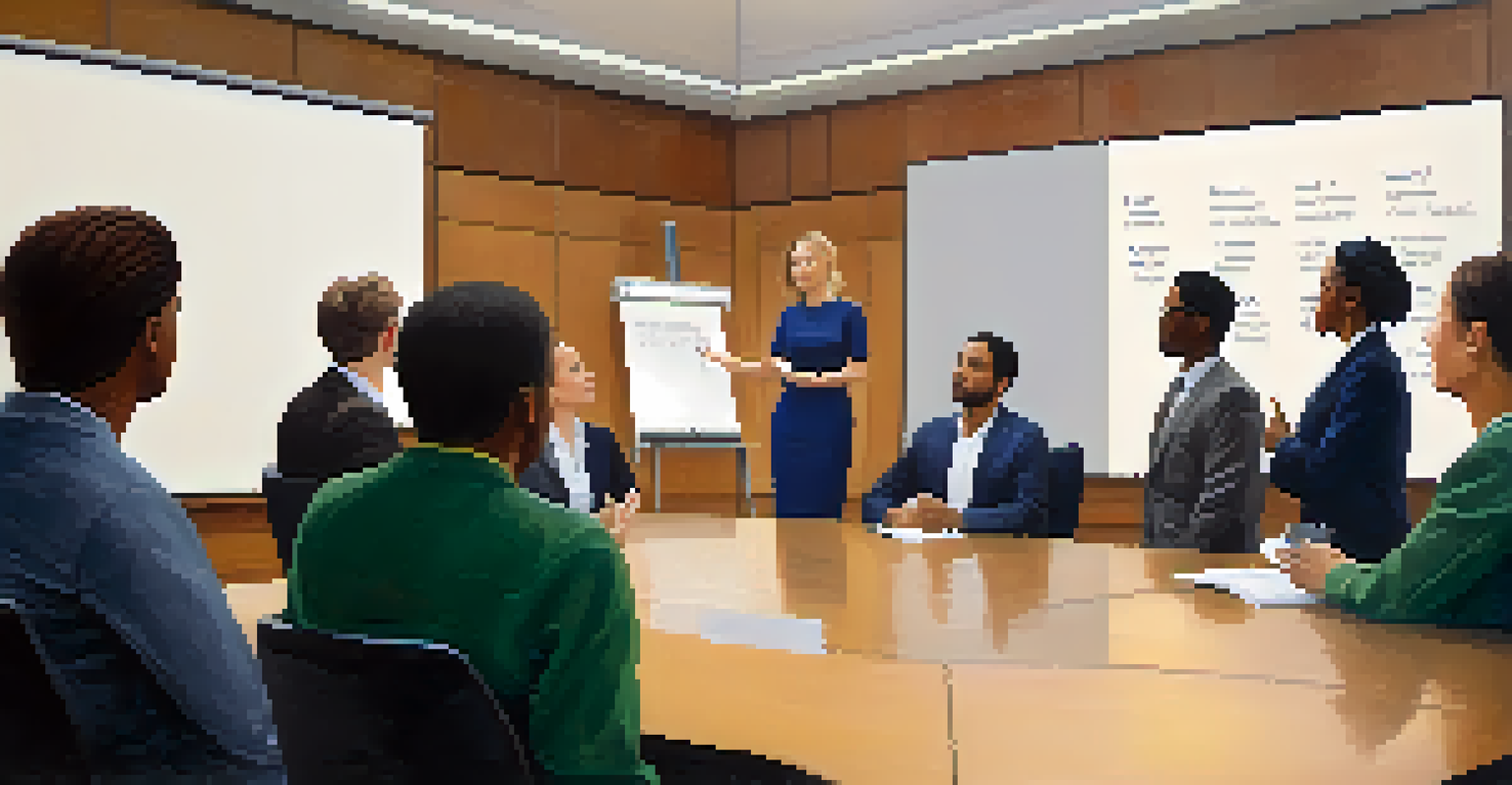 A leader presenting ethical guidelines to a diverse team in a cozy meeting room, with team members engaged and taking notes.
