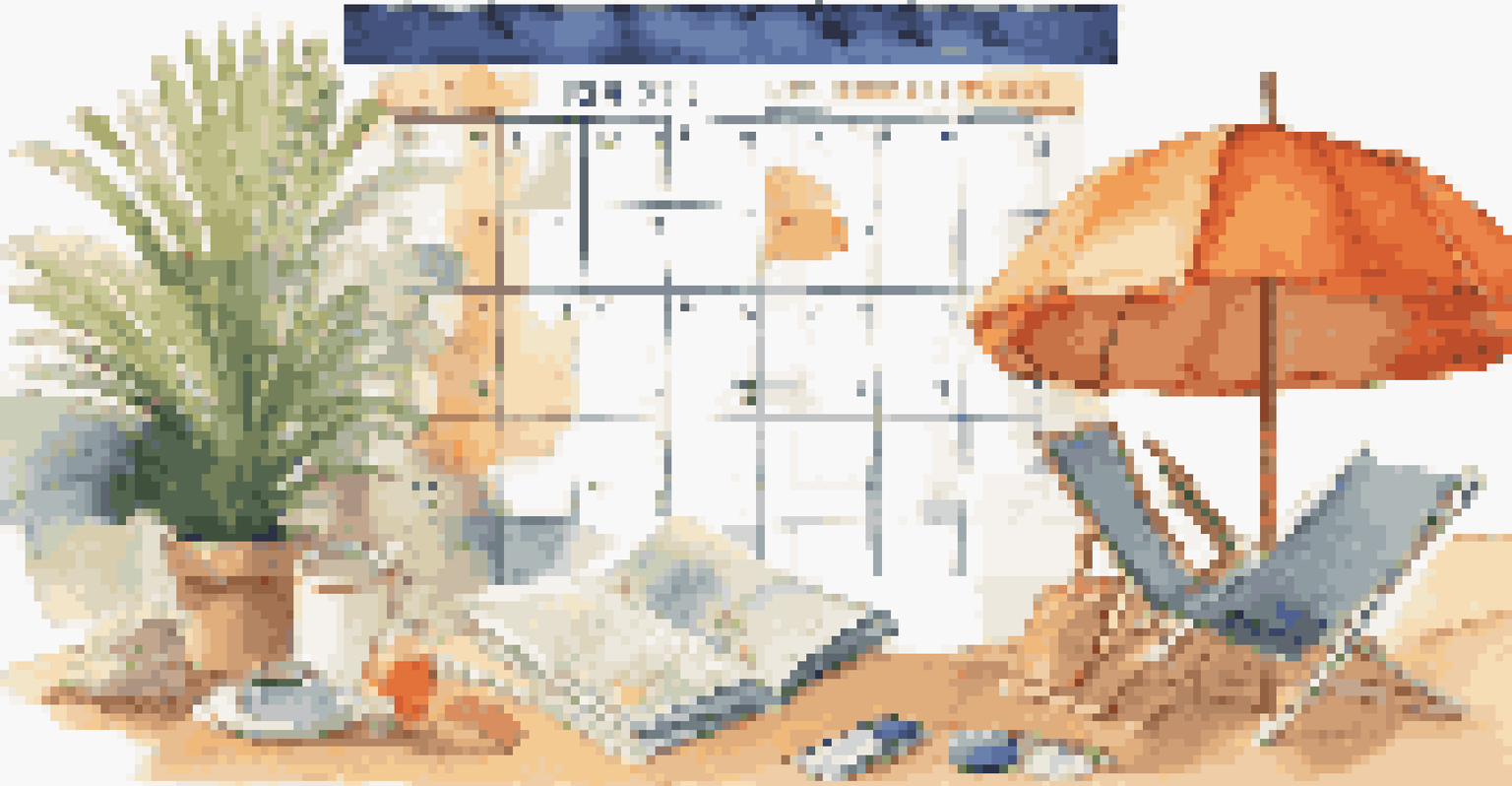 A colorful calendar displaying different types of paid time off options with icons representing relaxation and health.