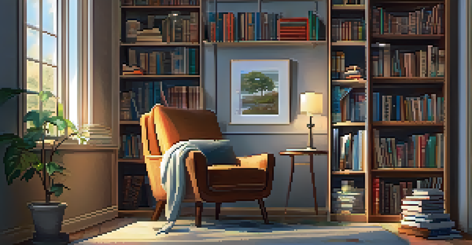 A person studying in a cozy corner with a laptop, books, and a cup of coffee, creating a peaceful learning environment.