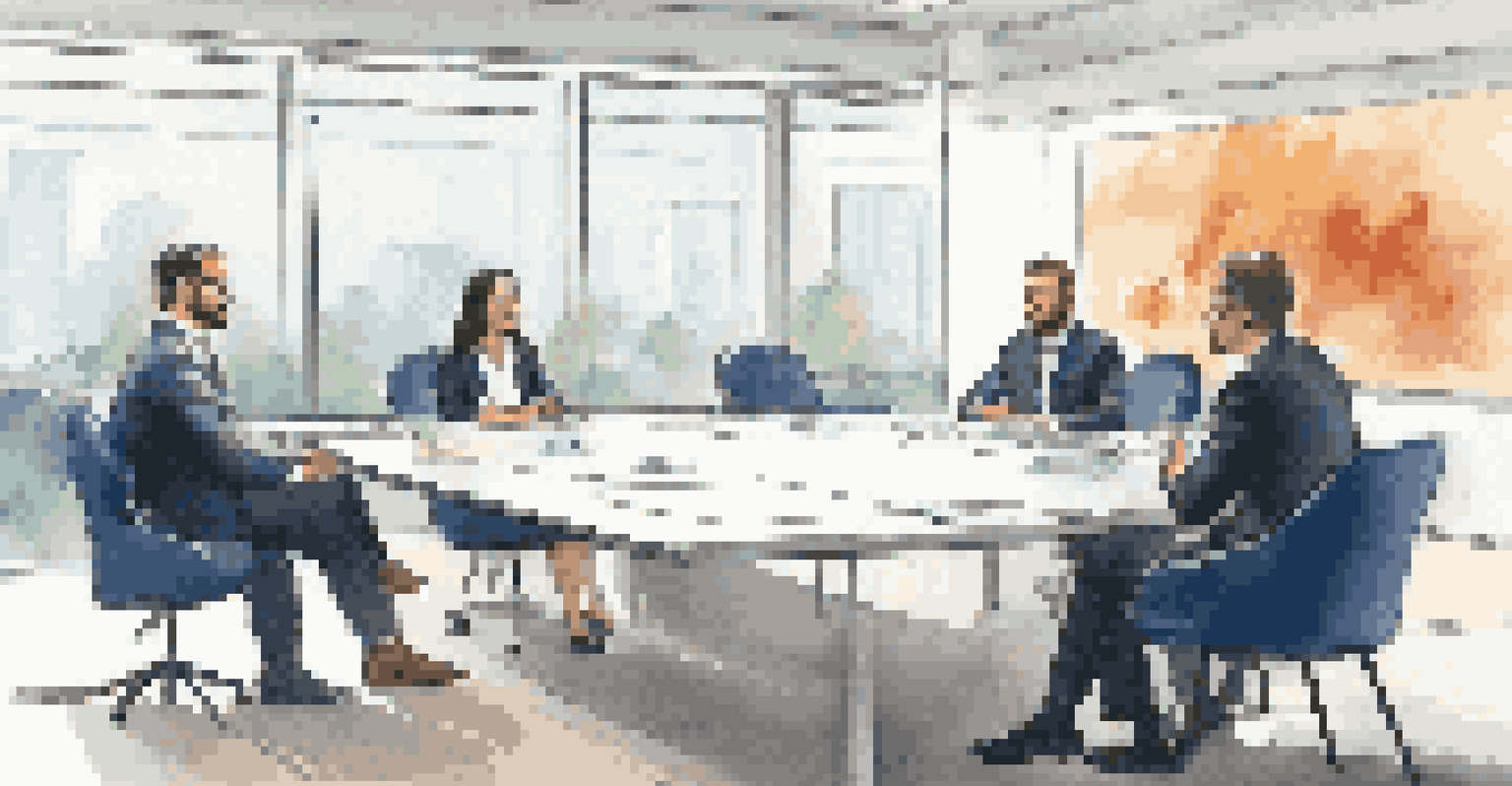 A panel interview with multiple interviewers and a candidate, showcasing a collaborative atmosphere.