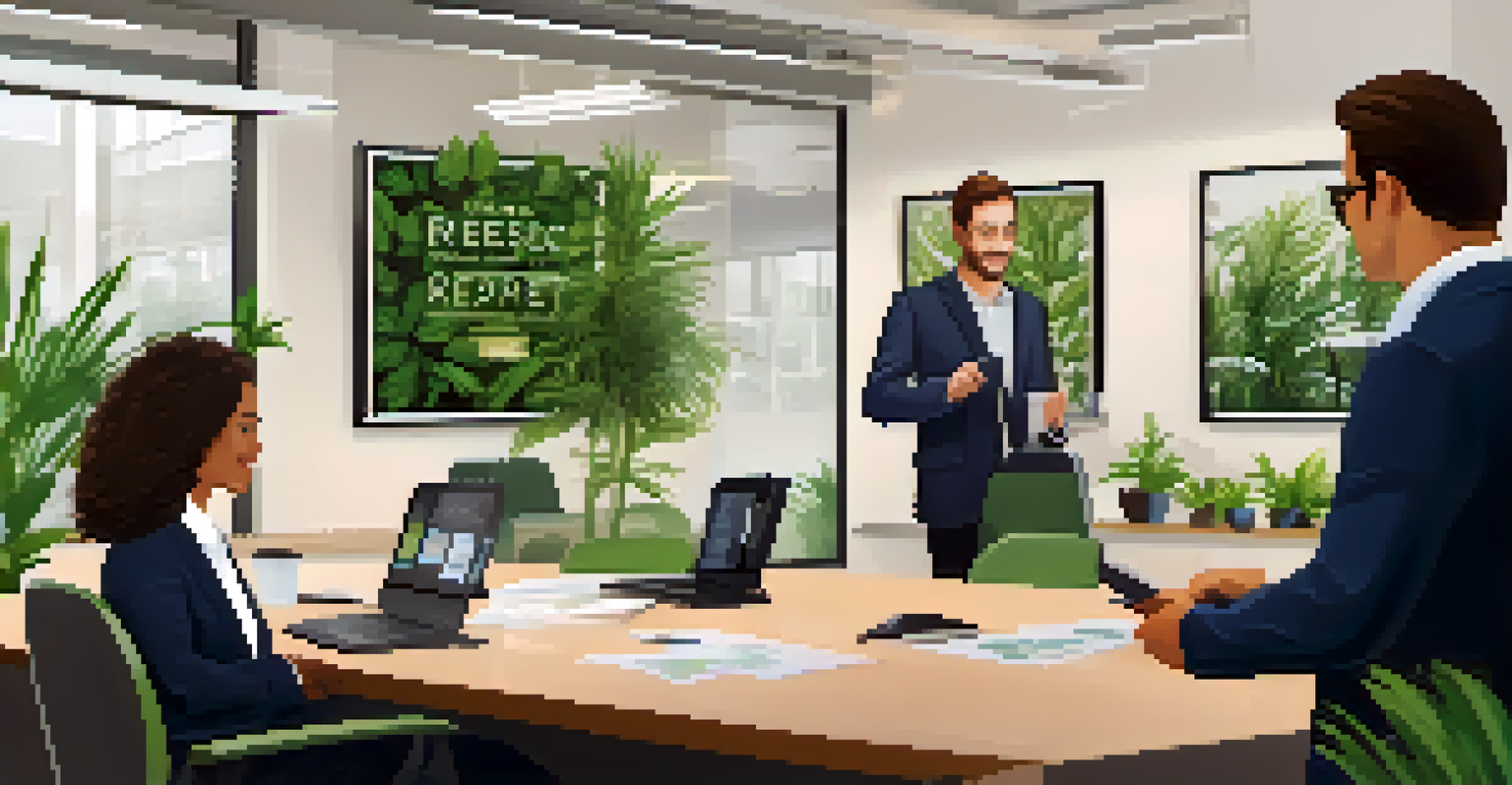 A manager discussing ethical workplace principles with a team member in a well-decorated office with plants.