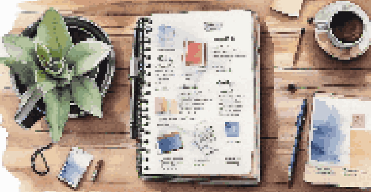 An open notebook with notes on personal branding next to a smartphone and coffee cup.