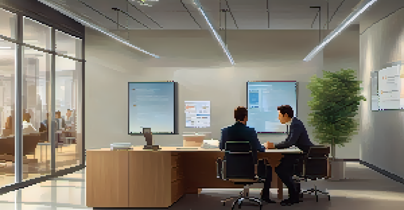 A leader and an employee engaged in a constructive conversation in a cozy office corner.
