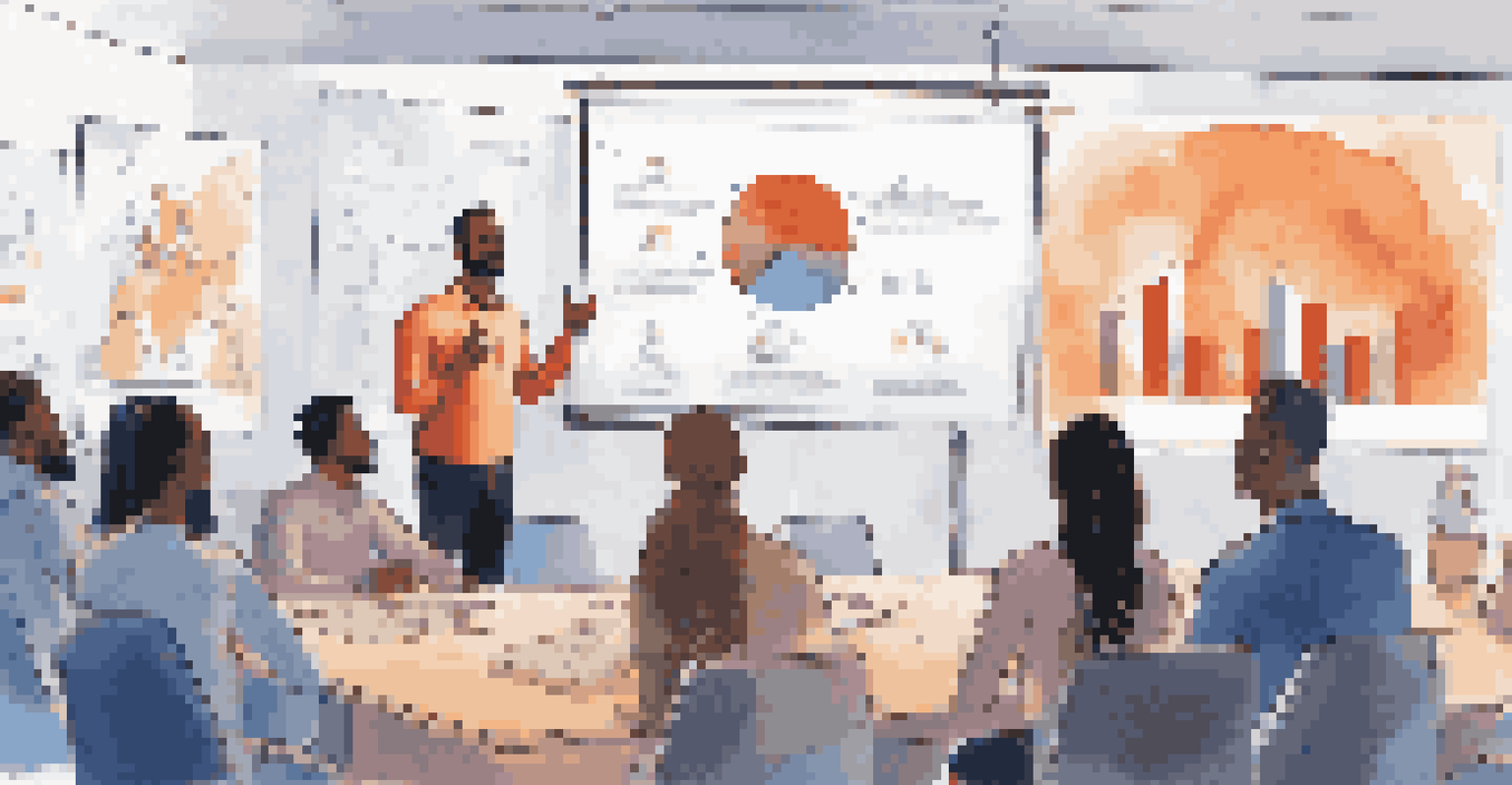 A leader encouraging open discussion among a diverse team in a collaborative workspace with a positive graph in the background.